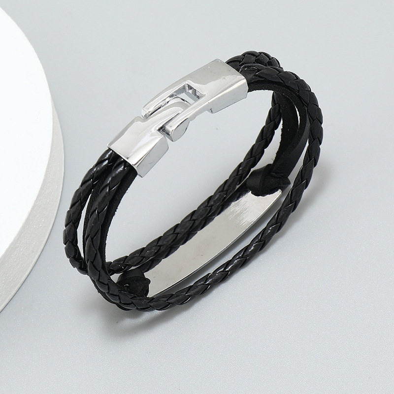 Fashion Letter Pu Leather Alloy Knitting Menu0027S Bracelets
