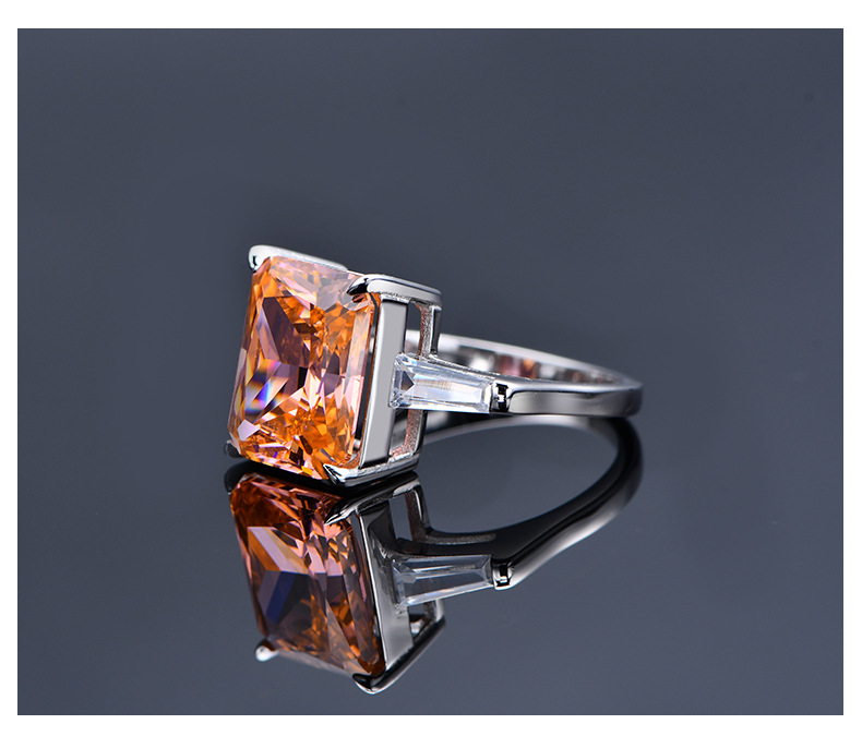 Fashion Geometric Sterling Silver Inlay Zircon Rings 1 Piece