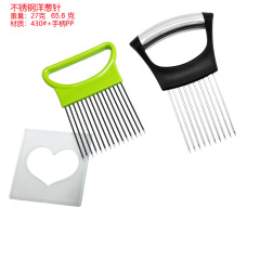 ステンレスプラスチックハンドル玉ねぎ針松肉針レモンスライサーキュウリジャガイモ果物野菜固定器