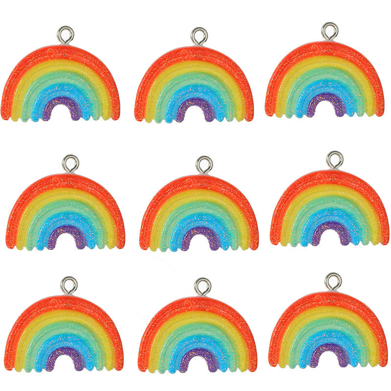 10 Pieces Simple Style Rainbow Alloy Resin Epoxy Pendant Jewelry Accessories display picture 6