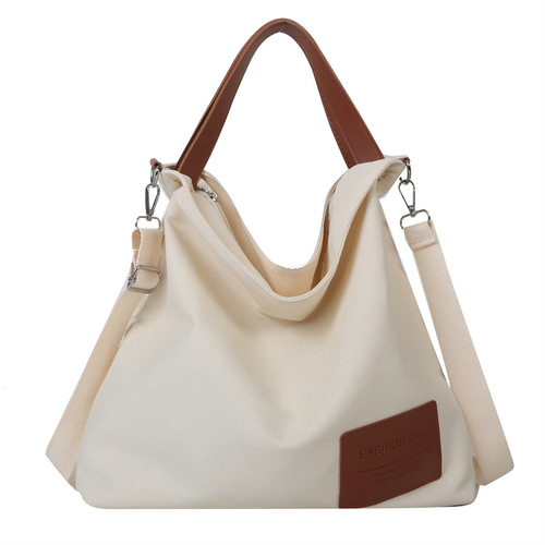 Canvas bag for women, large capacity, niche design, popular texture handbag, commuter college student class diagonal bag trendy