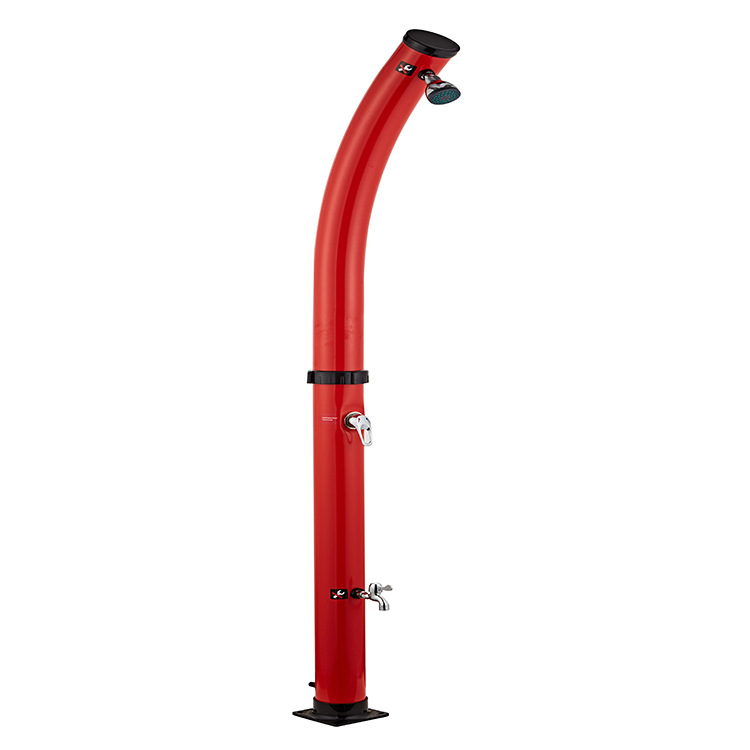 20L cilindro curvo nuevo color plateado PVC columna de ducha solar ducha de jardín al aire libre interruptor de agua caliente y fría