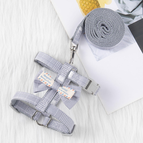 Wholesale pet cat I-shaped Morandi leash small harness vest style universal non-retractable