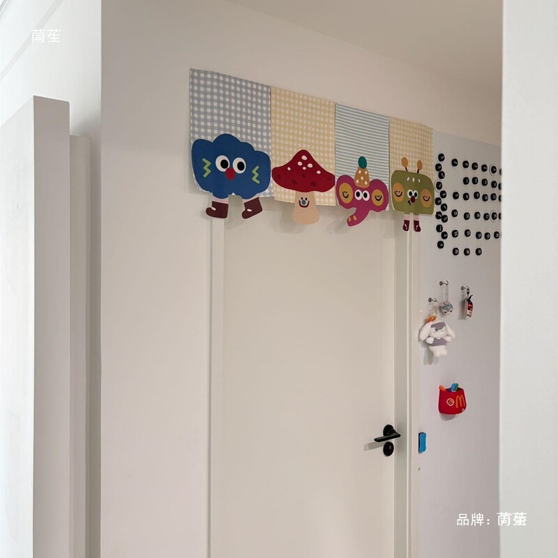 Cute Door Curtain Kidsren's Room Door Sticker Triangle Hanging Flag Decoration Half-Blocking Curtain Entrance Velcro Partition Curtain Cute Door Curtain Kidsren's Room Door Sticker Triangle Hanging Flag Decoration Half-Blocking Curtain Entrance Velcro Partition Curtain