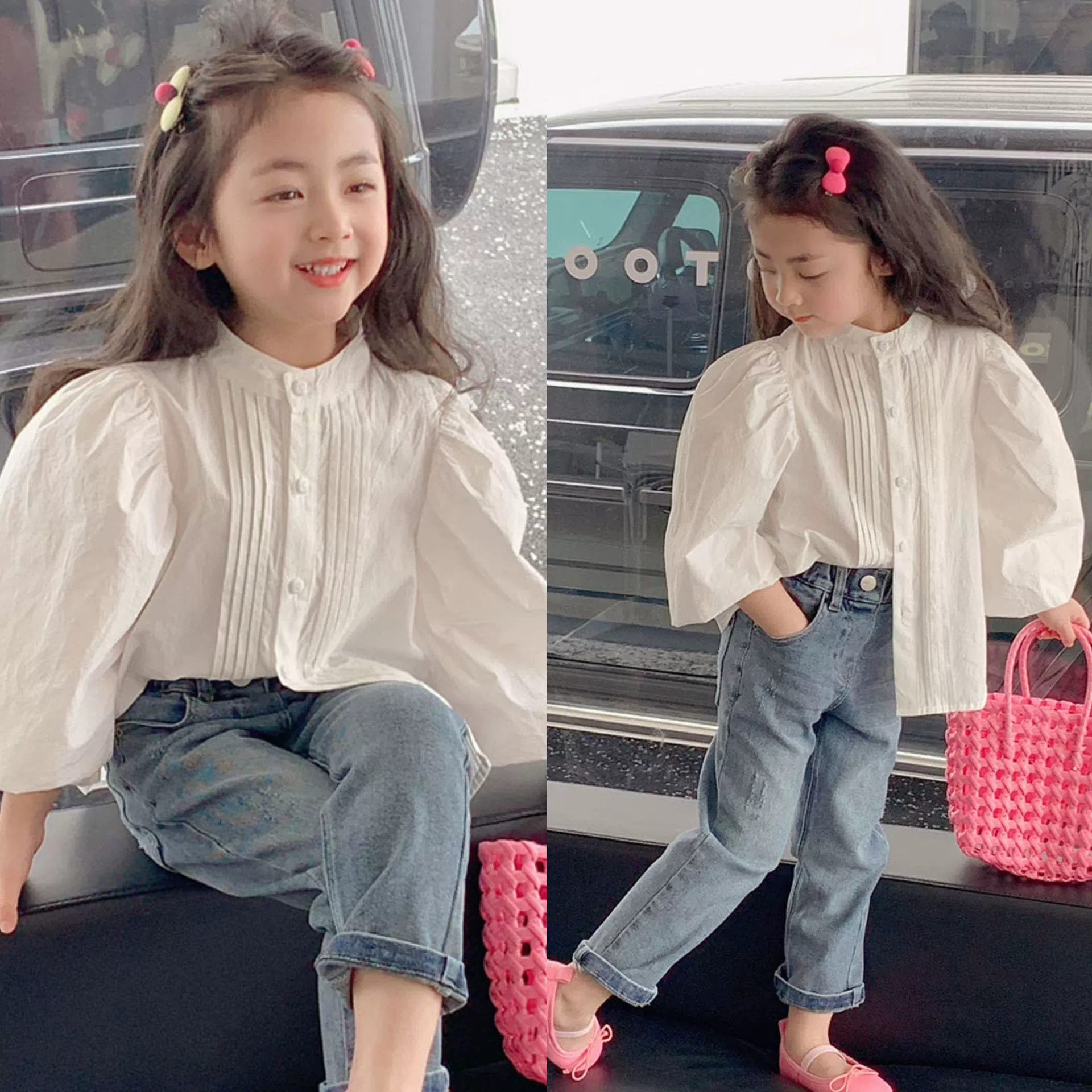 Сорочка, детская с длинным рукавом, puff рукава, осень, для 3–8 лет