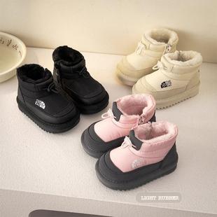 Baby Snow Boots fleece-lined Thickened 2024 Winter New Boys' Soft Bottom Snow Cotton Girls' Warm Waterproof Cotton Shoes