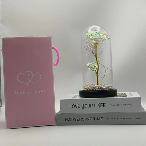 Glass lampshade rose eternal dried bouquet gift box birthday 520 Valentine's Day gift for girls and wives ornaments