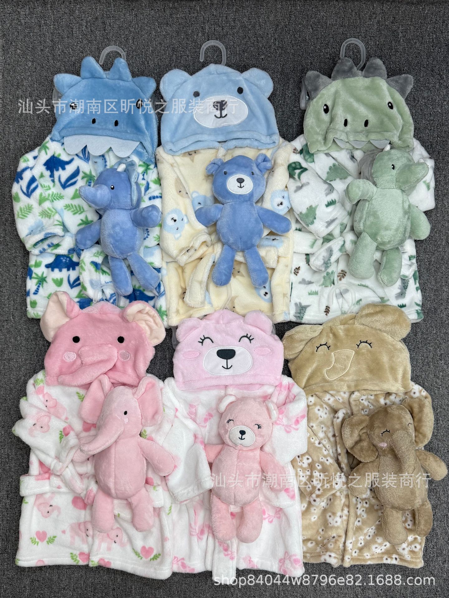 Bata de Baño con Capucha para Bebé Set de 2 Piezas Terciopelo de Coral Diseño Animado para Recién Nacidos image 7