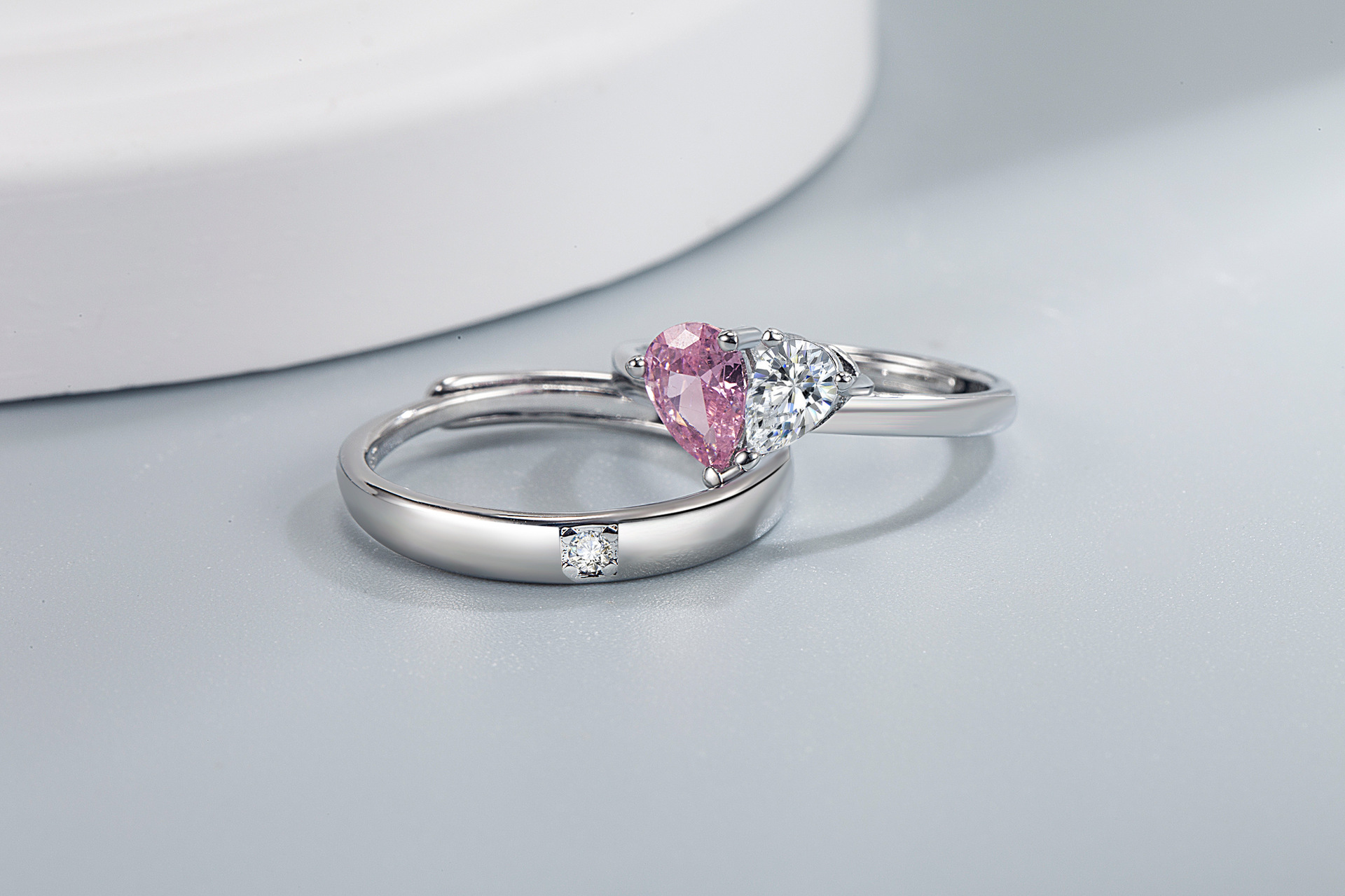 Simple Style Heart Shape Copper Inlay Rhinestones Couple rings 1 Piece