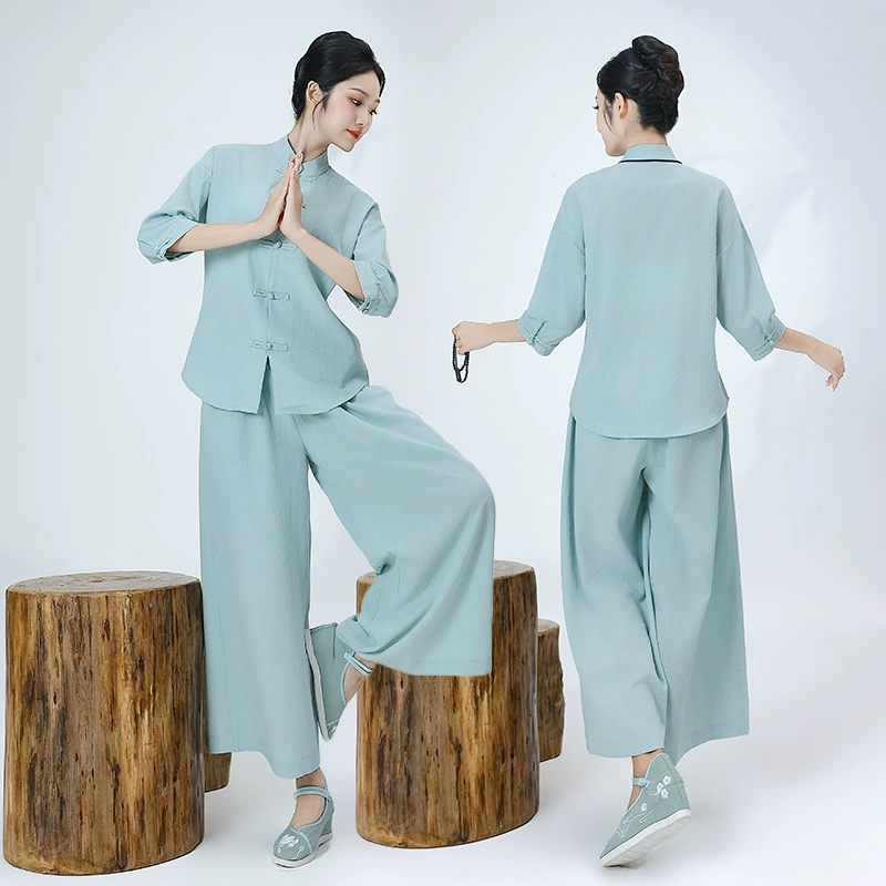 9789 Оригинальный высококачественный комплект униформы в китайском стиле для весенне-летнего и осеннего сезонов, для работы в салонах красоты и маникюра, для моксибустии, для чайных домов и музыкальных выступлений