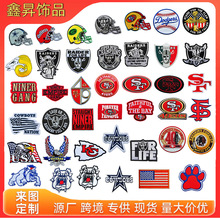 现货跨境专供刺线绣棒球运动字母公仔系列布贴徽章胸章仔补丁贴衣