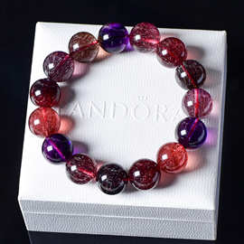 收藏级黑加仑超七水晶手链女生毒液金草莓三轮骨干多宝单珠手串