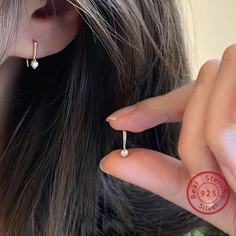 Geometric Pattern All Seasons Season Women's Gender 1 Pair 925 Sterling Silver Zircon 925 Sterling Silver Earrings Geometric Ear Hook