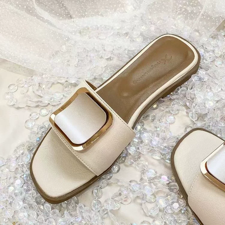 Босоножки больших размеров 42, женские летние модные тапочки на открытом воздухе, шлепанцы на плоской подошве, Новинка лета 2024 года