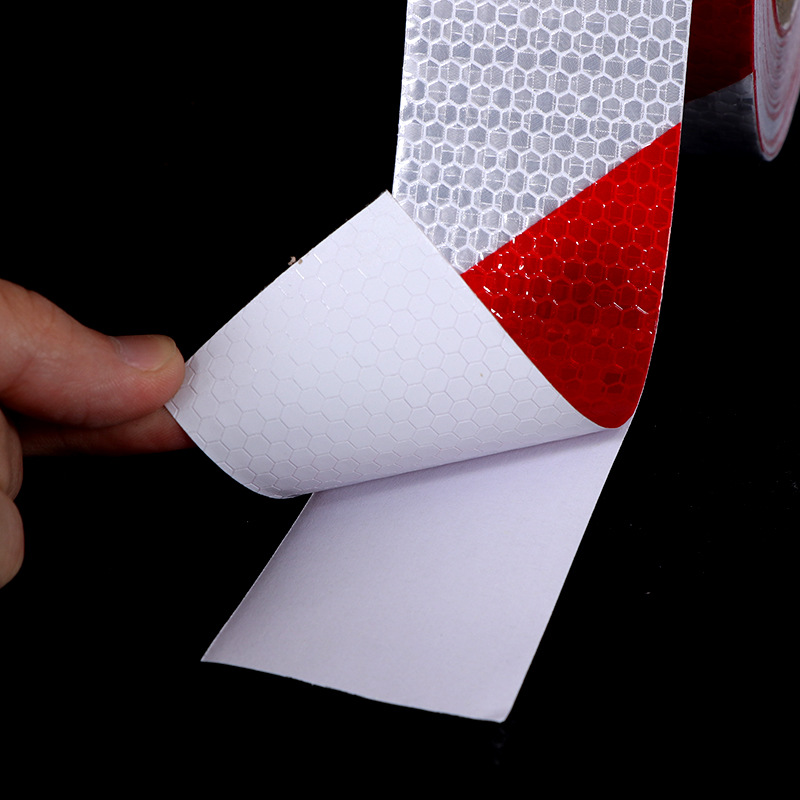 Rojo y blanco de la etiqueta reflectante de la cinta de advertencia señal tráfico seguridad celosía etiqueta engomada del coche etiqueta luminosa película
