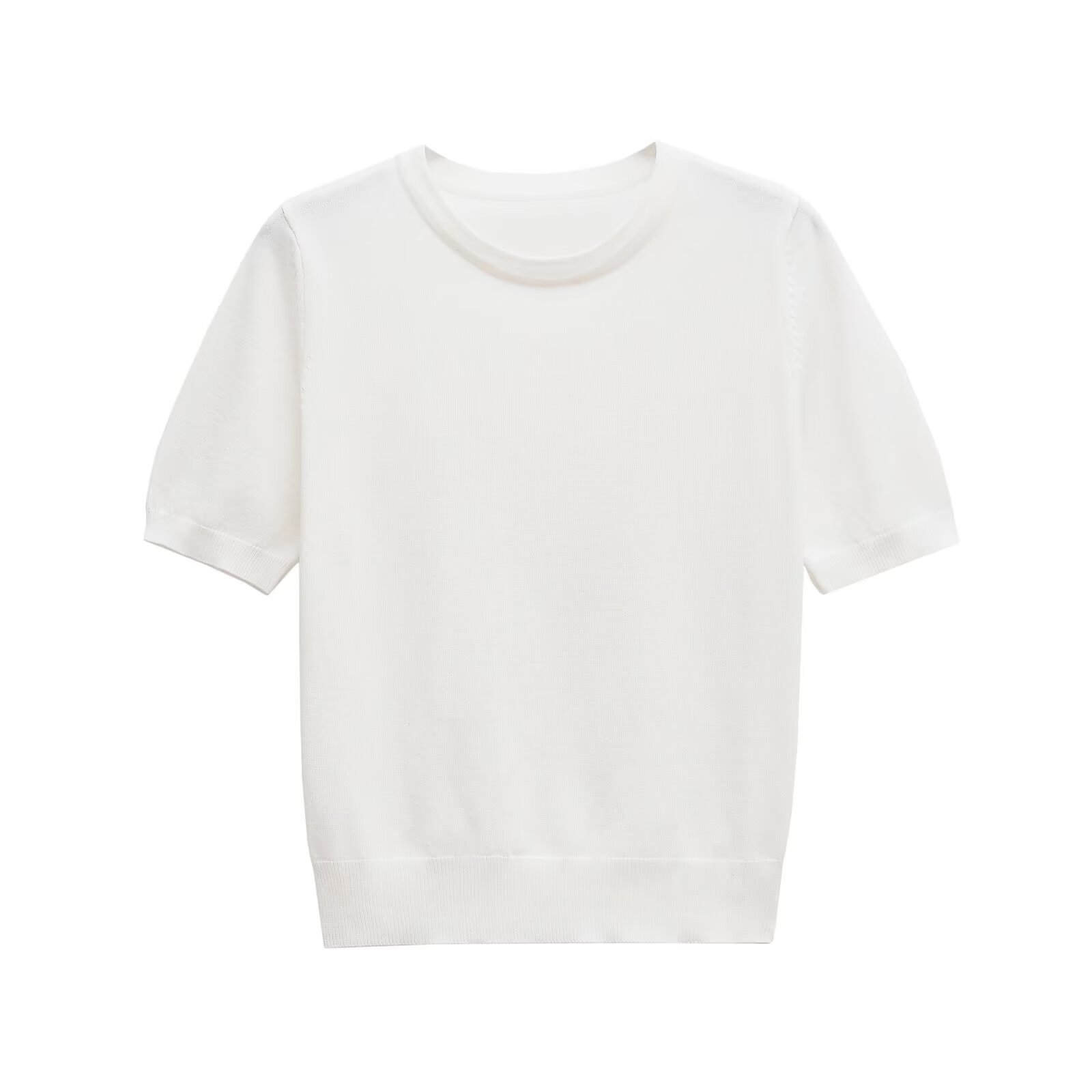 Women's Clothing Women's Fashionable Plain Knit Sweater Simple Crew Neck Short Sleeve Basic Top Summer For Formal & Casual For Women_ecoleips.com