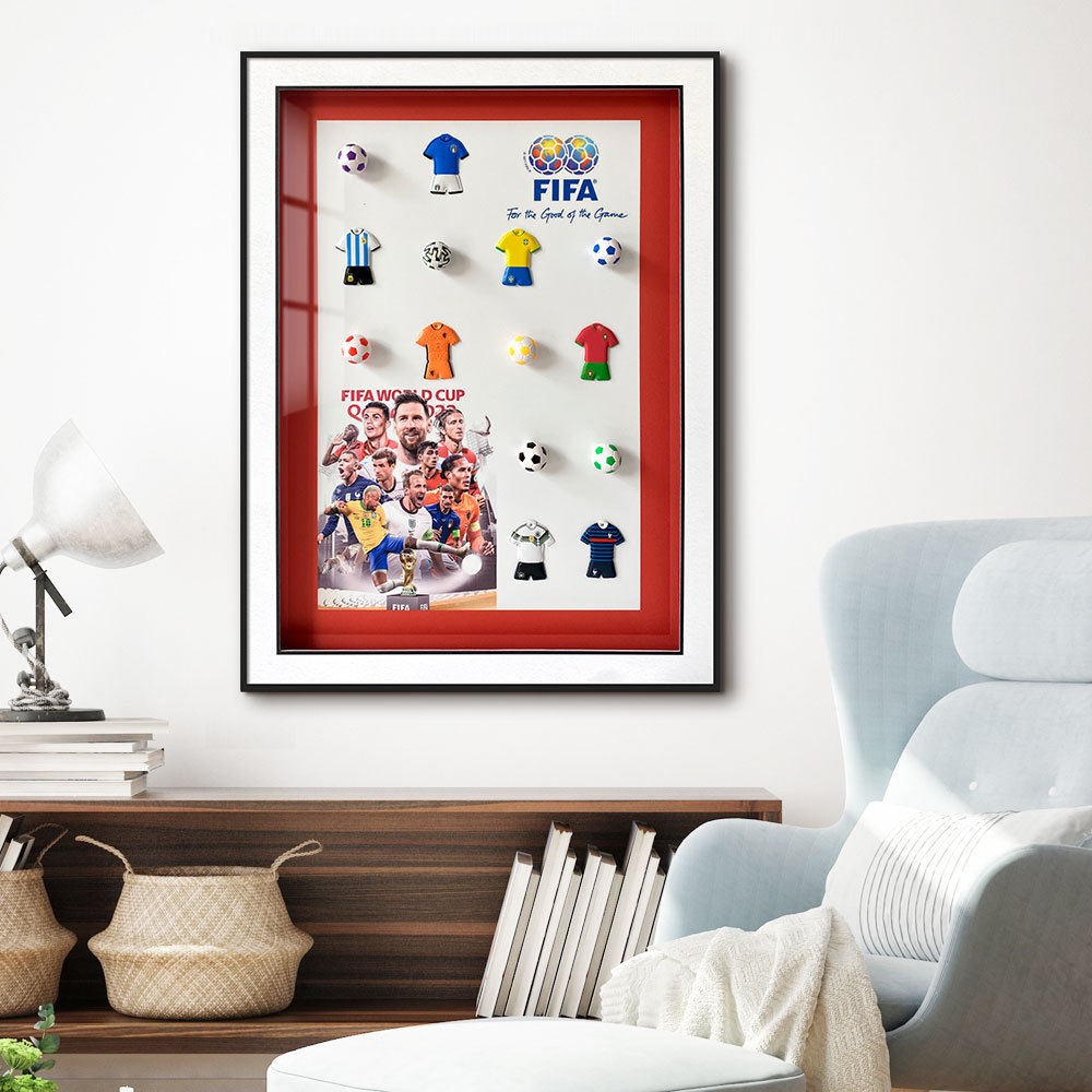 Copa del mundo de fútbol decoración de pinturas recuerdos regalos de los fanáticos dormitorio de los niños mural junto a la cama pintura física tridimensional