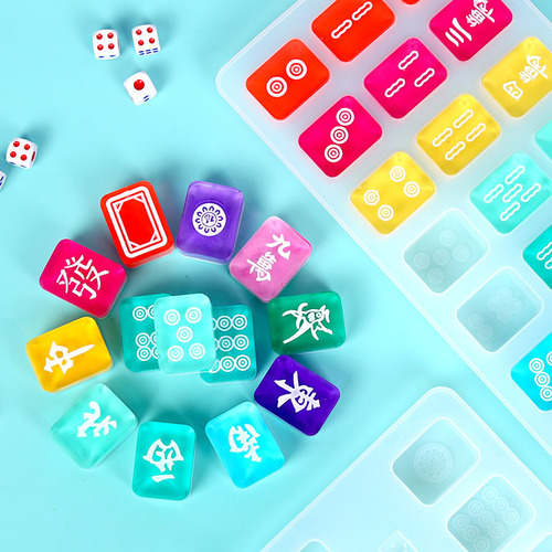 diy silicone crystal glue mahjong mold 38 yards high mirror creative glue abrasive mahjong mold ashtray