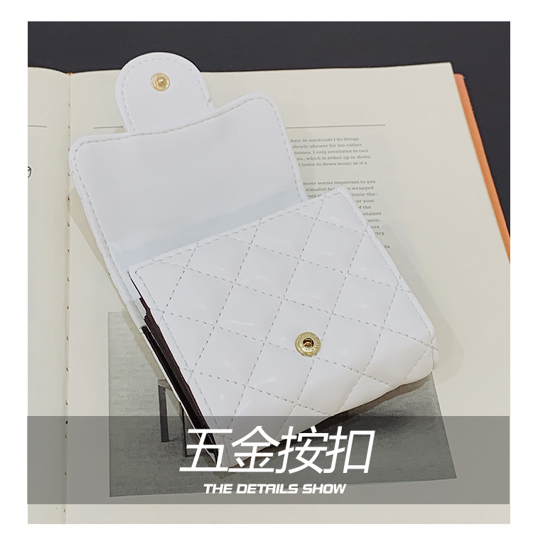 Short Money Clip Embroidered Thread Rhombic Wallet Korean Version Pu Coin Purse Fashion Card Bag Folding Bag display picture 26