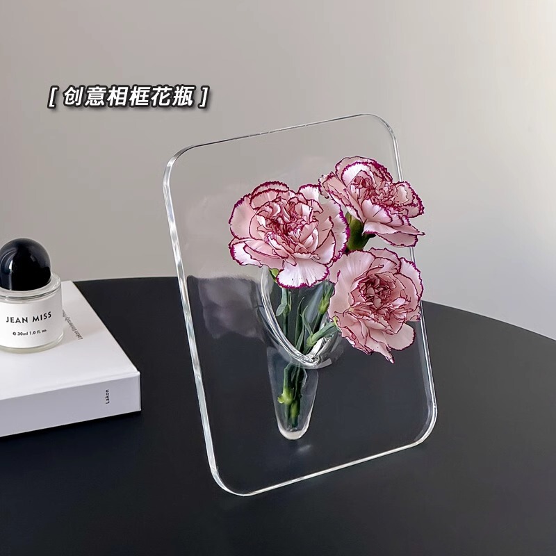ins风相框花瓶轻奢高级感办公桌面装饰摆件客厅玄关小众水培插花|undefined