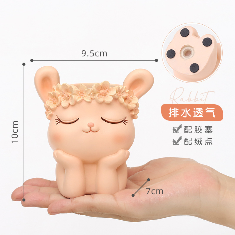 Chậu Cây Resin Chậu cây mọng nước hình động vật resin, chậu mini để bàn, tiểu cảnh sân vườn (RG-73)