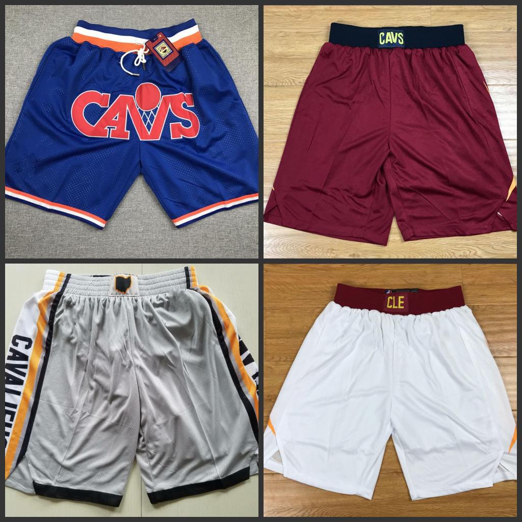 Basketball Shorts with Dense Embroidery, Cavaliers Retro Full Embroidery, Zipper Pocket Shorts, Knee-Length Shorts, Wholesale for Foreign Trade