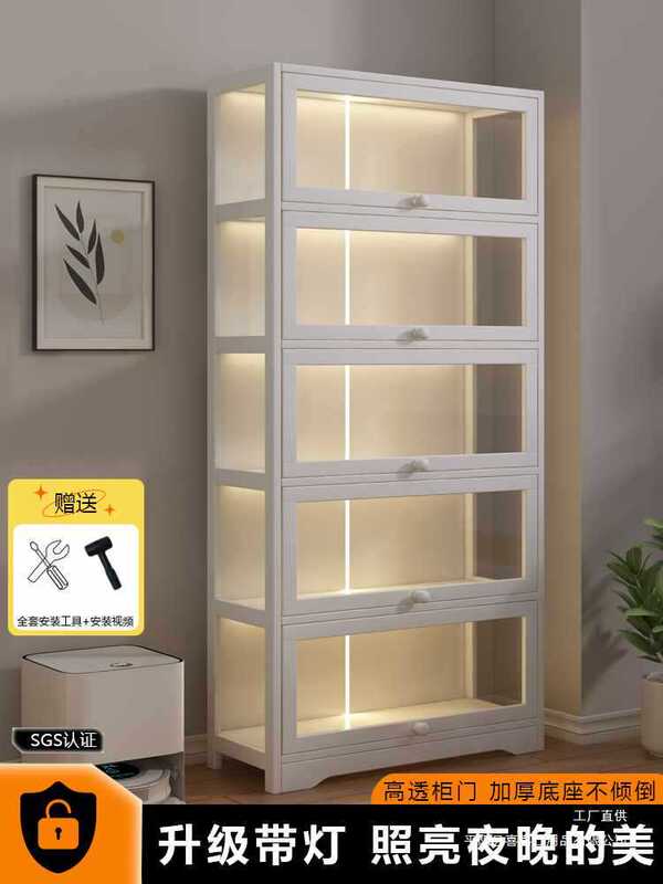Display Cabinet with Lights, Transparent, for Home Use, Blind Box Storage, Anime Figure Display Cabinet, Decoration Display Stand