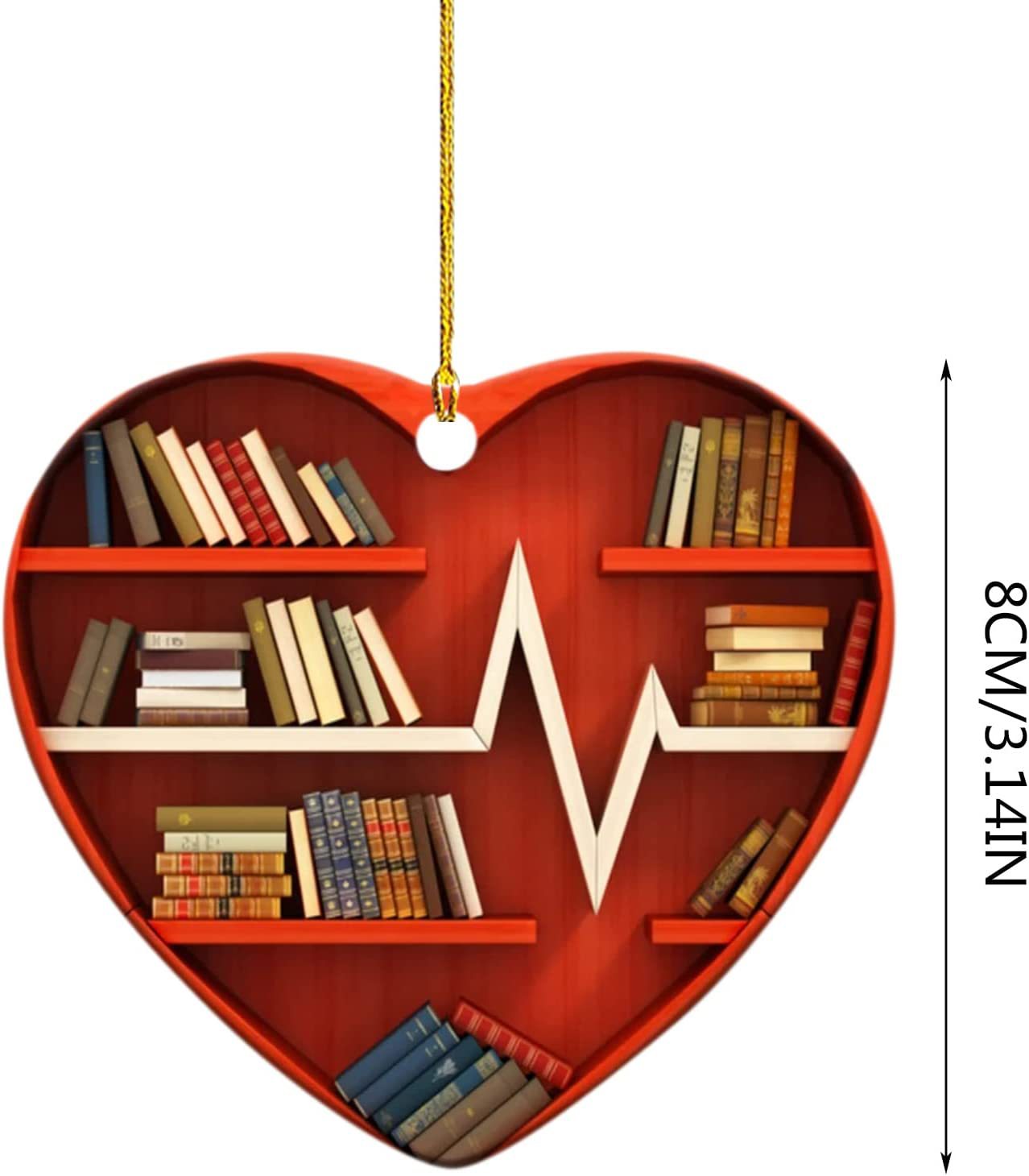 Nuevos productos transfronterizos en forma de corazón librería colgante de automóvil decoración de árbol de Navidad acrílico colgante 8cm