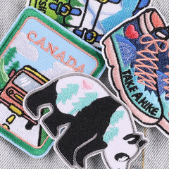 Original computer embroidery patch animal bear letter badge clothing accessories patch sticker handmade diary fabric label fabric sticker