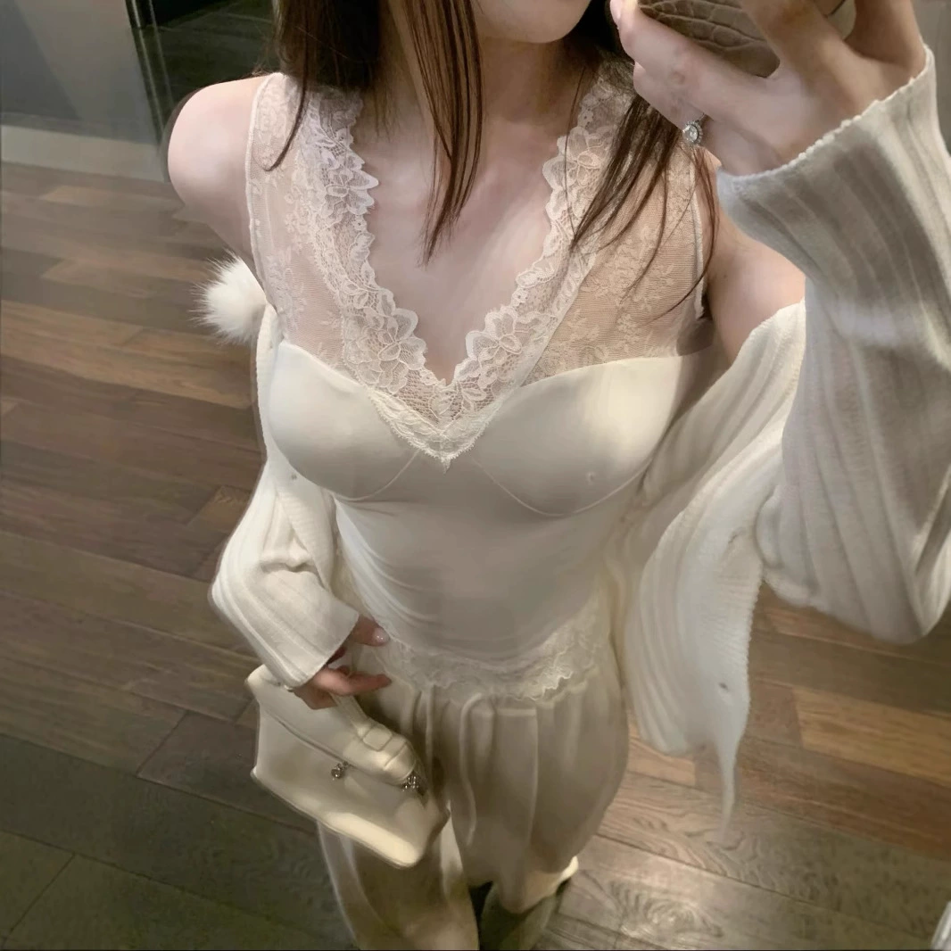 Плотный дизайн Sexy кружевной bodysuit топ без рукавов, тренд сезона, красивая спина, французский стиль, V-образный вырез, облегающий