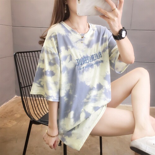144 Women's Short Sleeve T-Shirt Half Sleeve Loose Student Letter Neutral Couple Top