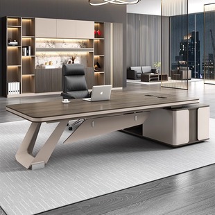 Light Luxury Boss Desk Office Desk Simple Modern Chairman President Desk Executive Desk Manager Office Desk and Chair Combination