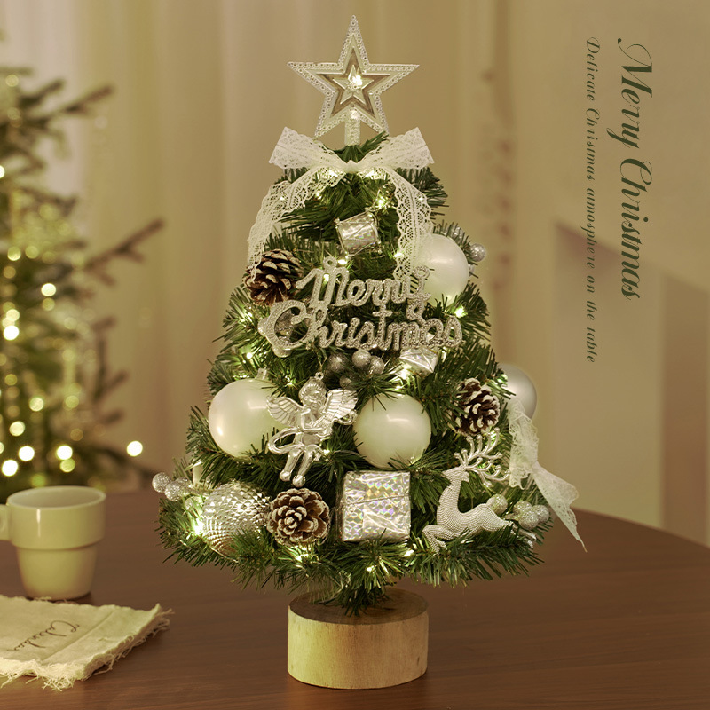 Nuevo mini árbol de Navidad transfronterizo árbol de Navidad árbol de escritorio con iluminación artificial simulación pequeña diy