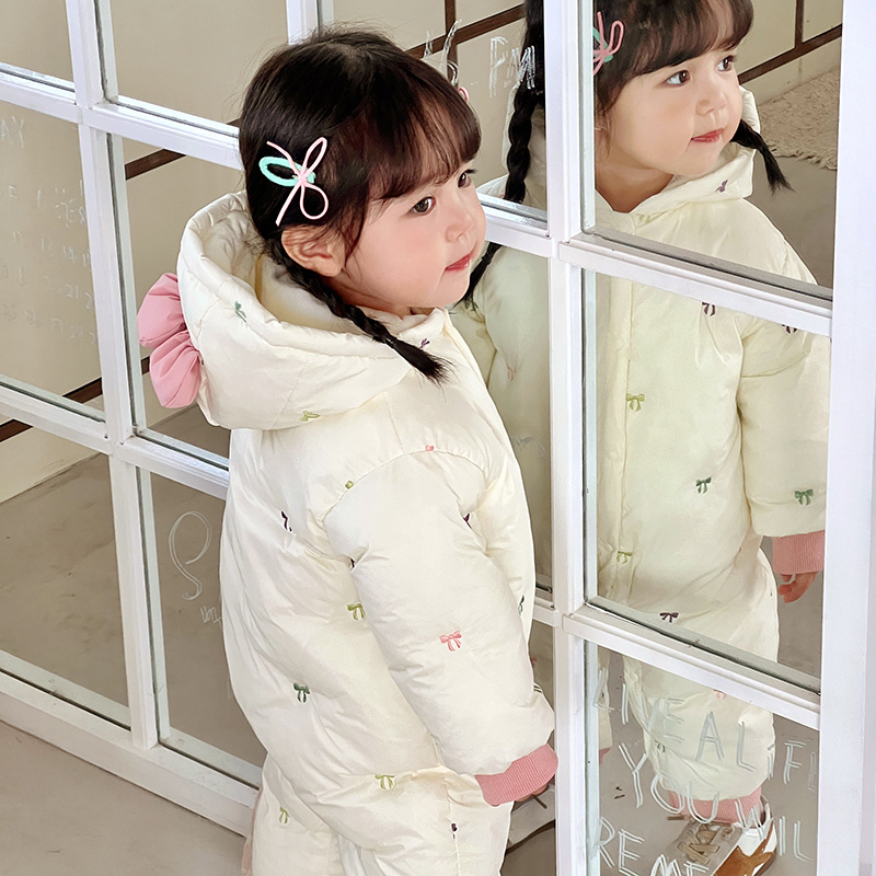 2024 새로운 겨울  면 패딩 재킷 점프 수트 겨울 의류  소녀 겨울 두꺼운 등반 의류  겨울 의상