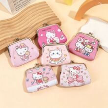 卡通可爱皮质Kitty搭扣零钱包 小巧便携可爱少女心学生迷你硬币包