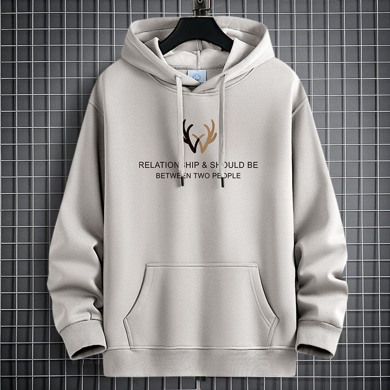 Men's thick, fleece-lined, heavyweight hooded sweatshirt for autumn and winter, 420g, suitable for young people, students, and couples