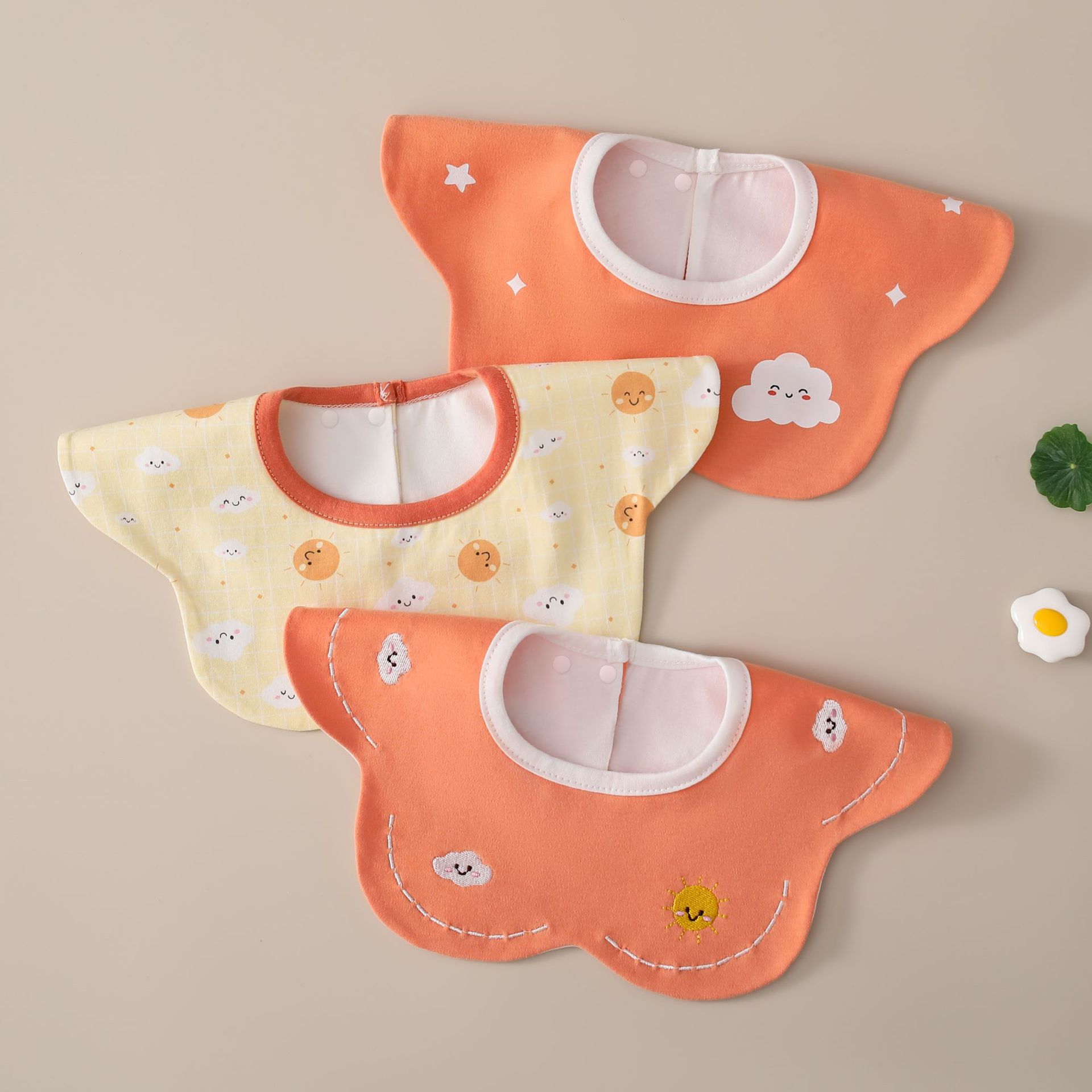 Orange petal saliva towel set (3 pieces)