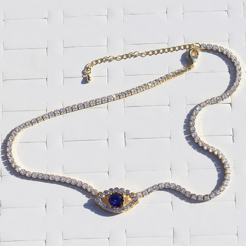 Retro Eye Copper Necklace Zircon Copper Necklaces