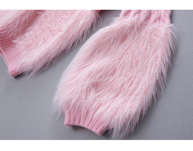 Pull ample de niche de conception de vêtements pour femmes, pull en vison avec haut à pompon, pull en tricot torsadé_voghion.com