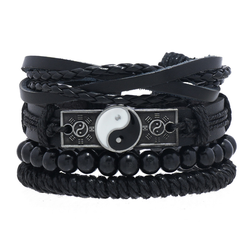 European and American jewelry simple hand-woven multi-layer men's gossip accessories leather bracelet diy combination suit bracelet European and American jewelry simple hand-woven multi-layer men's gossip accessories leather bracelet diy combination suit bracelet