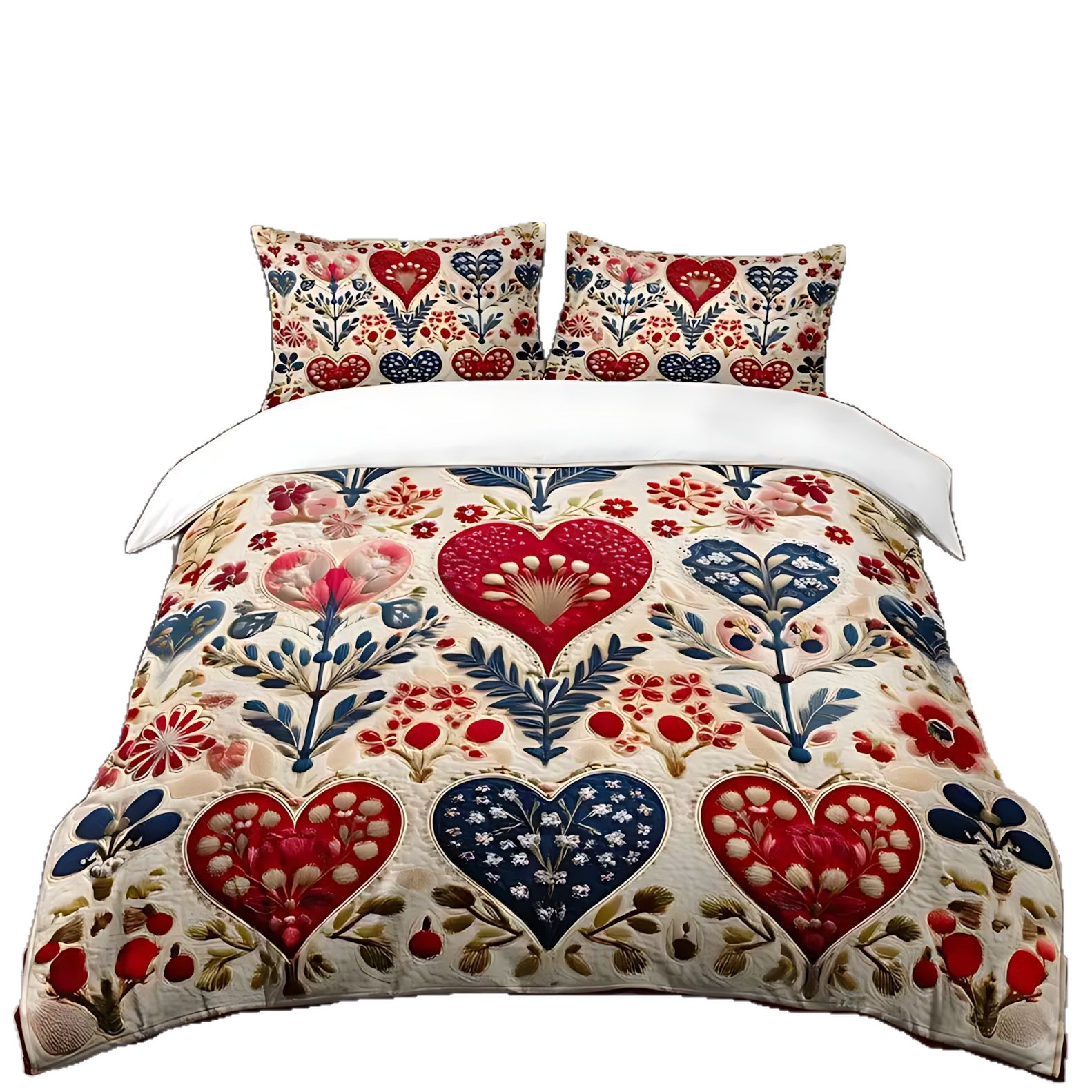 TEMU / JIT abrasión quilt kit de amor floral impresión digital HD ropa de cama exclusiva transfronteriza
