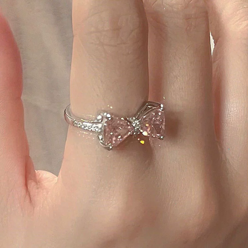 Брендовое маленькое кольцо с бантиком, стиль cute adjustable аксессуар, легкая роскошь, интернет-звезда, на указательный палец