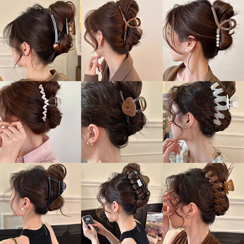 女性用の高級気質リボンクリップ、韓国風万能ヘアクリップ、後頭部のヘアシャーククリップ、ヘアクリップ、ヘッドドレス|undefined