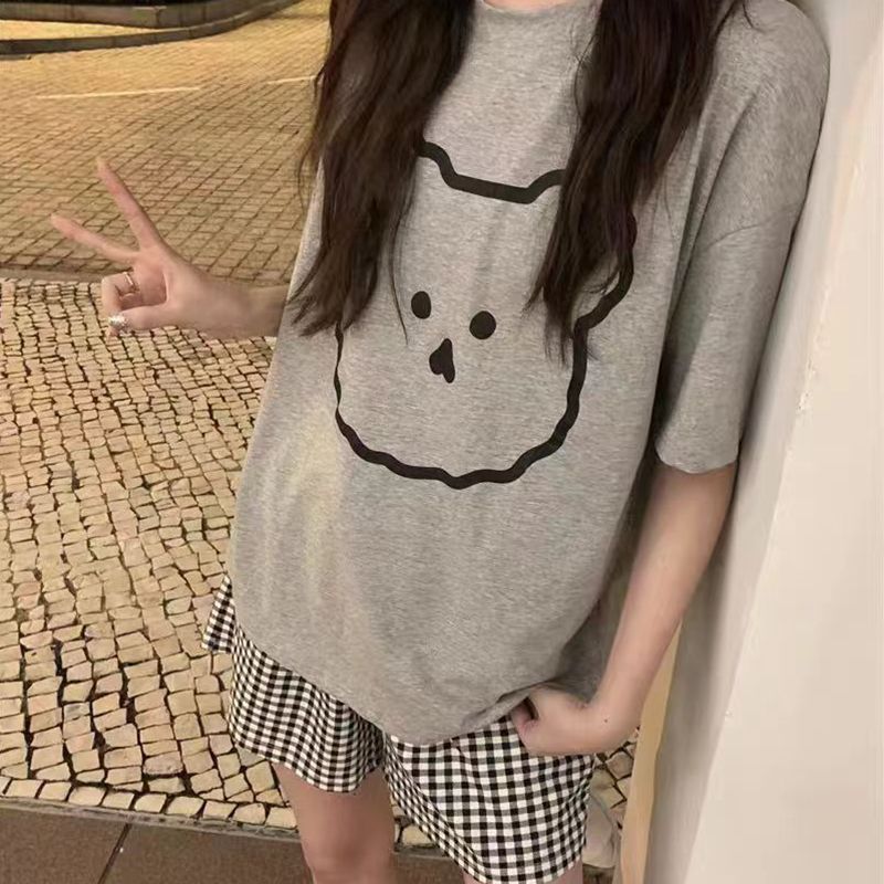 Venta al por mayor transfronteriza con almohadilla para el pecho pijamas de verano para mujer pantalones cortos de manga corta lindo abrigo de oso traje de servicio a domicilio coreano algodón de imitación