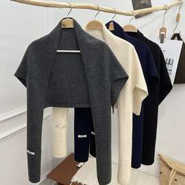 设计师款版羊毛披肩女外搭小搭肩春秋空调房坎肩护颈椎小围脖韩冬