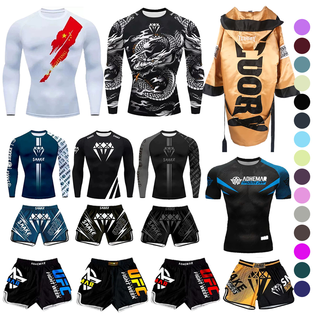 Manufacturer Customized Boxing Uniforms Ufc Adult and Children's Fighting Training Sanda Uniforms Quick-Drying Breathable Short-Sleeved Shorts Set