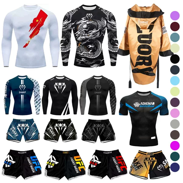 Manufacturer Customized Boxing Uniforms Ufc Adult and Children's Fighting Training Sanda Uniforms Quick-Drying Breathable Short-Sleeved Shorts Set