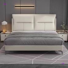 意式轻奢皮床现代简约1.5米床双人1.8x2米家用网红主卧大床软包床