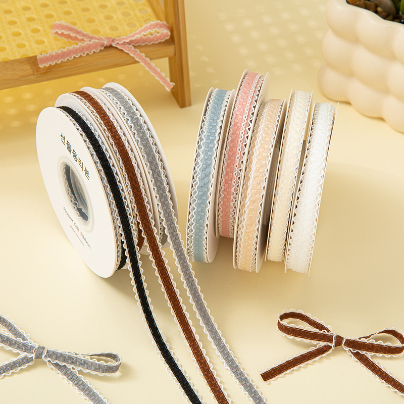 In-Stock Korean-Style 9mm Wavy Edge Ribbon for High-End Clothing, Gift Packaging, Hats, and Bag Straps