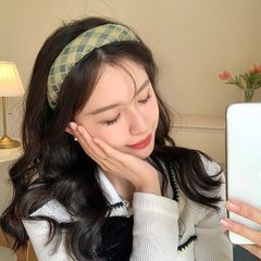 韓式格子發箍日常外出百搭高級感頭飾2023新款高端氣質後壓髮飾女